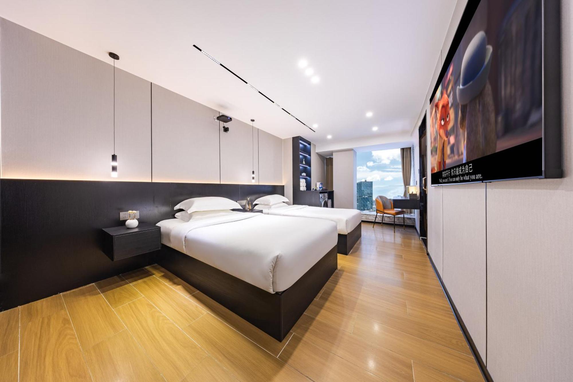 Yu Manju High-Floor Huge-Screen Audiovisual Hotel-Guangzhou Tower Zhujiang New Town Sports West Road Branch المظهر الخارجي الصورة